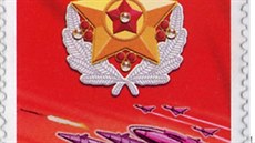 Rudá barva a válka, astá kombinace na severokorejských známkách.