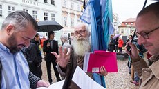 Protest uitel v Betlémské kapli (1. záí 2017).