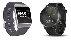 Nové hodinky Fitbit Ionic (vlevo) a Garmin Vivomove HR (vpravo). Nové hodinky Fitbit Ionic (vlevo) a Garmin Vivomove HR (vpravo).