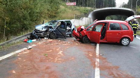 Tká dopravní nehoda v Hlinsku (10. záí 2017).