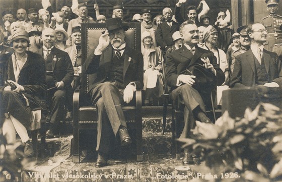 Tomá Garrigue Masaryk na osmém vesokolském sletu v Praze v roce 1926.