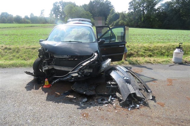 Opilý idi Renaultu Mégane zaal u Velkého Týnce pedjídt ped horizontem,...