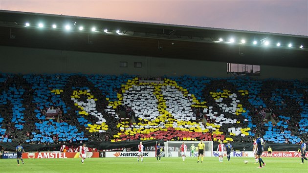 Choreo fanouk pi zpase Evropsk ligy mezi Slavi a Maccabi Tel Aviv.