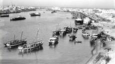 Dubajský pístav na snímku z ledna roku 1969