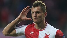 OSLAVA Slávistický útočník Tomáš Necid právě vstřelil gól v Evropské lize proti... OSLAVA Slávistický útočník Tomáš Necid právě vstřelil gól v Evropské lize proti...