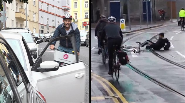 Nebezpečím jsou pro cyklisty nepozorní řidiči i koleje. Nebezpečím jsou pro cyklisty nepozorní řidiči i koleje.