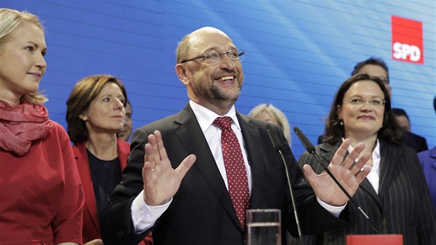 Martin Schulz bhem projevu po nmeckch volbch. (24. z 2017)