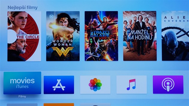 Píklad úvodní obrazovky po sputní Apple TV.