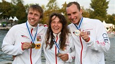 MEDAILOVÁ ÚRODA. Zleva zlatý kajakář Ondřej Tunka, stříbrná kanoistka Tereza... MEDAILOVÁ ÚRODA. Zleva zlatý kajakář Ondřej Tunka, stříbrná kanoistka Tereza...