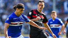Fotbalista Sampdorie Janov Matias Silvestre v souboji s Nikolou Kaliničem,... Fotbalista Sampdorie Janov Matias Silvestre v souboji s Nikolou Kaliničem,...