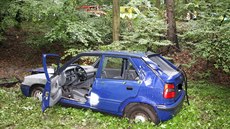 Hasiči a záchranná služba zasahovali na Zlínsku u nehody auta v lese, ve kterém... Hasiči a záchranná služba zasahovali na Zlínsku u nehody auta v lese, ve kterém...