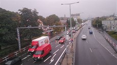 Zácpa v pražském Braníku (3.10.2017). Zácpa v pražském Braníku (3.10.2017).