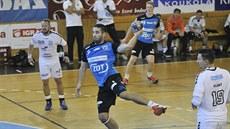 Momentka z házenkářského duelu Nové Veselí (modrá) vs. Lovosice Momentka z házenkářského duelu Nové Veselí (modrá) vs. Lovosice