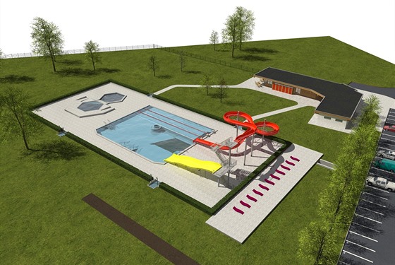 Plánovaný návrh poítá s 25 metr dlouhým plaveckým bazénem s temi dráhami a...