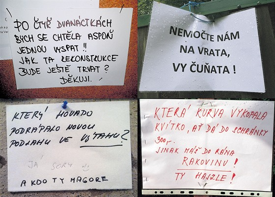 Na domovních nástnkách a vchodových dveích se objevují sousedské vzkazy...