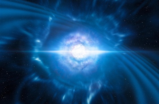 Kolize dvou neutronových hvzd (umlecké ztvárnní)