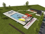 Plánovaný návrh počítá s 25 metrů dlouhým plaveckým bazénem s třemi dráhami a... Plánovaný návrh počítá s 25 metrů dlouhým plaveckým bazénem s třemi dráhami a...