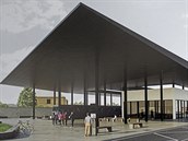 Jeden ze studentských návrhů dopravního terminálu ve Dvoře Králové nad Labem. Jeden ze studentských návrhů dopravního terminálu ve Dvoře Králové nad Labem.
