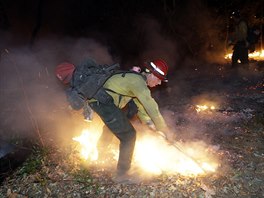 Hasii bojují s poárem, který v posledních dnech pustoí Kalifornii. (14....