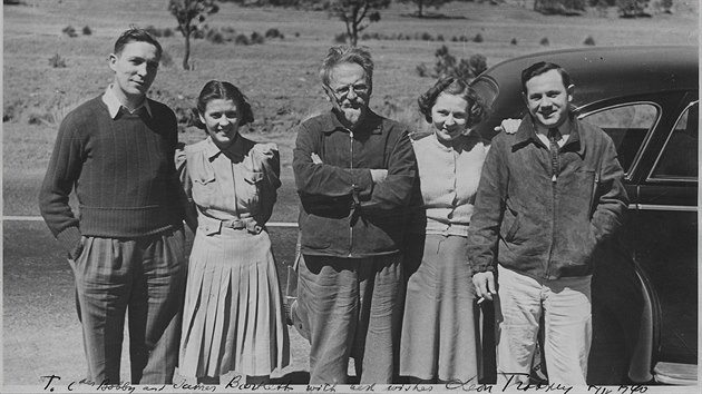 Lev Trockij s americkmi pteli v Mexiku v roce 1940