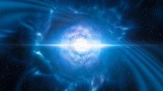 Kolize dvou neutronových hvězd (umělecké ztvárnění) Kolize dvou neutronových hvězd (umělecké ztvárnění)
