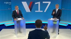 Andrej Babiš a Lubomír Zaorálek v předvolební debatě TV Nova Andrej Babiš a Lubomír Zaorálek v předvolební debatě TV Nova