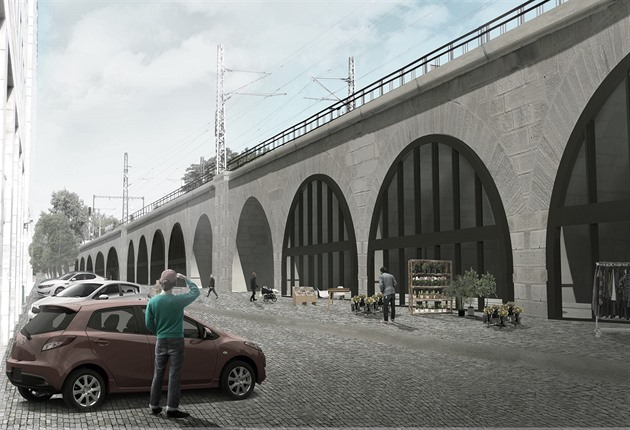 Vizualizace projektu oivující prostor pod Negrelliho viaduktem.