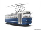 Skica tramvaje T3  podle designérky Anny Mareové