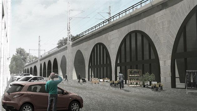 Vizualizace projektu oivujcho prostor pod Negrelliho viaduktem