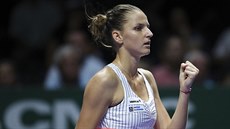 Tenistka Karolína Plíšková během semifinále Turnaje mistryň. Tenistka Karolína Plíšková během semifinále Turnaje mistryň.