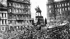 Oslavy vzniku eskoslovenska na Václavském námstí v Praze (28. íjna 1918)
