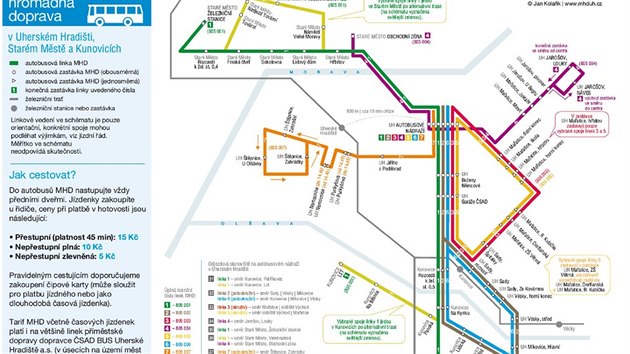 Souasn schma mstsk hromadn dopravy v Uherskm Hraditi, Starm Mst a Kunovicch.
