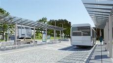 Tak má vypadat budoucí autobusová zastávka na karlovarském horním nádraží. Tak má vypadat budoucí autobusová zastávka na karlovarském horním nádraží.