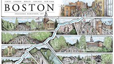 Ilustrovaná mapa Bostonského mataronu. Ilustrovaná mapa Bostonského mataronu.