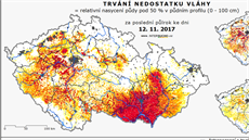 Mapa ukazuje oblasti, ve kterých byl v uplynulých šesti měsících nedostatek... Mapa ukazuje oblasti, ve kterých byl v uplynulých šesti měsících nedostatek...