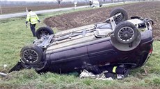 Při nehodě u obce Práče na Znojemsku se zranilo pět lidí (17. listopadu 2017). Při nehodě u obce Práče na Znojemsku se zranilo pět lidí (17. listopadu 2017).