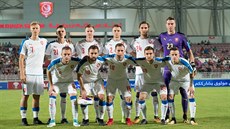 ZAHAJOVACÍ JEDENÁCTKA. Čeští fotbalisté před přípravným zápasem s Katarem. ZAHAJOVACÍ JEDENÁCTKA. Čeští fotbalisté před přípravným zápasem s Katarem.