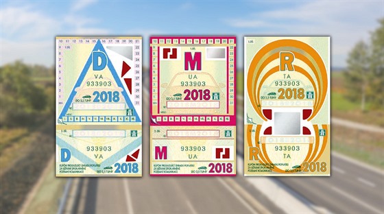 Vzor dálniních známek pro osobní automobily na rok 2018