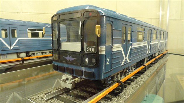 Model soupravy 81-71 v muzeu historie petrohradskho metra