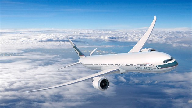 Vizualizace Boeingu 777-9 v barvch Cathay Pacific