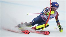 Mikaela Shiffrinová během slalomu v Killingtonu Mikaela Shiffrinová během slalomu v Killingtonu