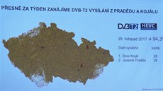 Mapa pokrytí signálem přechodové sítě DVB-T2 na konci listopadu 2017. Mapa pokrytí signálem přechodové sítě DVB-T2 na konci listopadu 2017.