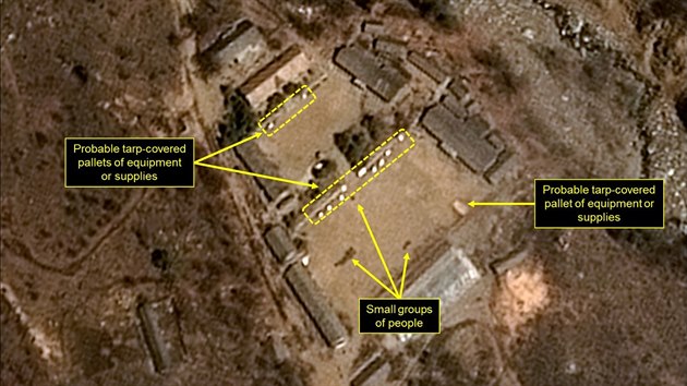 Severokorejsk jadern stelnice Pchunggje-ri na satelitnm snmku z 12. dubna 2017