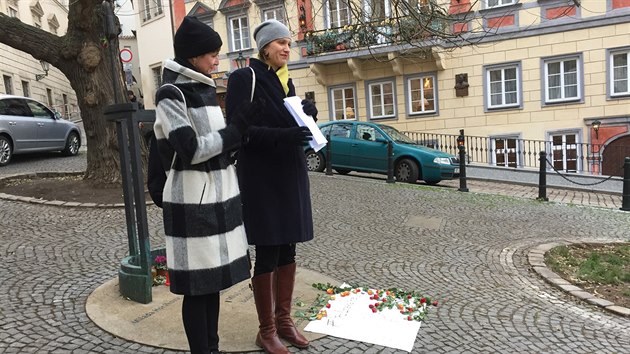 Na zvr peetly organiztorky protestu ped pomnkem Milady Horkov svj vzkaz premirovi Andreji Babiovi.