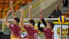 Liberečtí volejbalisté na sítí v duelu s Neftochimikem Burgas. Liberečtí volejbalisté na sítí v duelu s Neftochimikem Burgas.