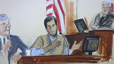 Íránsko-turecký obchodník Reza Zarrab oima amerického soudního kreslíe. (29....