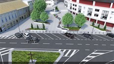Studie, jak si krupské náměstí představuje radnice. Studie, jak si krupské náměstí představuje radnice.