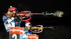 Veronika Vítková při nástřelu před sprintem v Östersundu. Veronika Vítková při nástřelu před sprintem v Östersundu.
