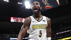Will Barton z Denveru slaví svou vítěznou akci proti Chicagu. Will Barton z Denveru slaví svou vítěznou akci proti Chicagu.