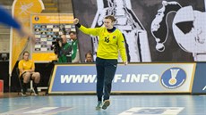 Brankářka českých házenkářek Lucie Satrapová během duelu se Švédskem. Brankářka českých házenkářek Lucie Satrapová během duelu se Švédskem.